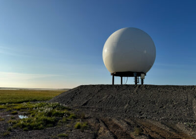 Sheergard Composite Solutions 9.14m Rigid sandwich radome installed on steel platform in Alaska, USA