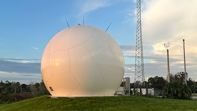 Sheergard 25ft 7.6m rigid composite radome made from a composite laminate to support Ka frequencies. 